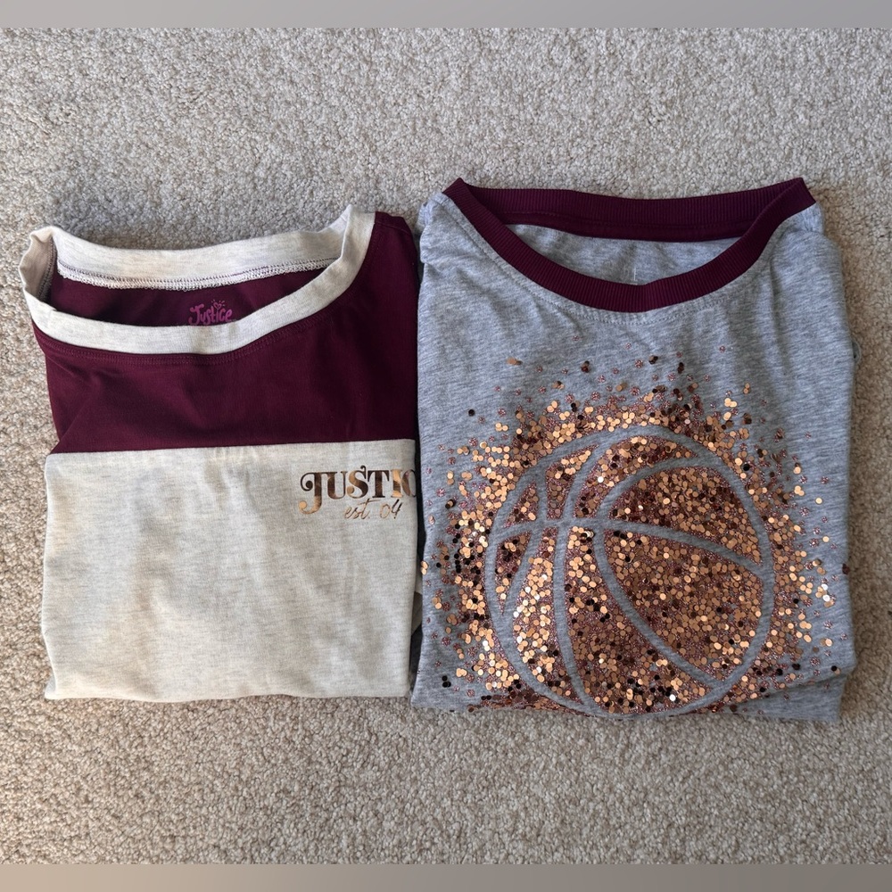 Kids'  Justice Maroon and Gray Shirts